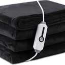 LaffyLo Electric Heated Blanket Full Size 72"84", Breathable & Luxurious Flannel, Soft Warm Gift with Over-Heat Protection, 4 Heating Levels & 10 H Auto Shut Off, Machine Washable, Dark Grey
