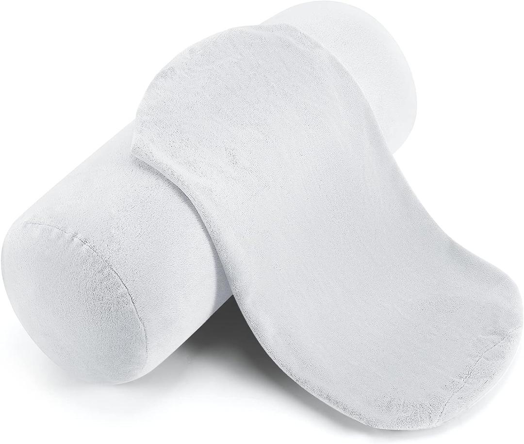 Newwiee 2 Pcs Cervical Neck Roll Pillow Cover with Zipper Round Pillowcovers Neck Roll Pillowcase Cylinder Soft Bolster Pillowcases for Cylindrical Cushion, Pillow Case Only (16 x 6 Inch, White)