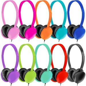 Bulk Headphones Pack of 20 for Classroom School Kids, Wholesale Wired Adjustable Headphones Earphones for Students Schools Libraries Museums (Mixed Color)