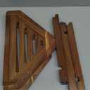 IBosins Corner Shower Stool with Storage Shelf Shower Foot Rest for Shaving Legs Small Bench for Inside Shower to Sit on Bath Seat - Acacia Wood