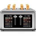 4 Slice Toaster Touch Screen, Stainless Steel Toasters Digital Timer, Dual Control Panel Toasters, 8 Shade Settings 6 Bread Types for Bagel, Cancel, Defrost 1650W