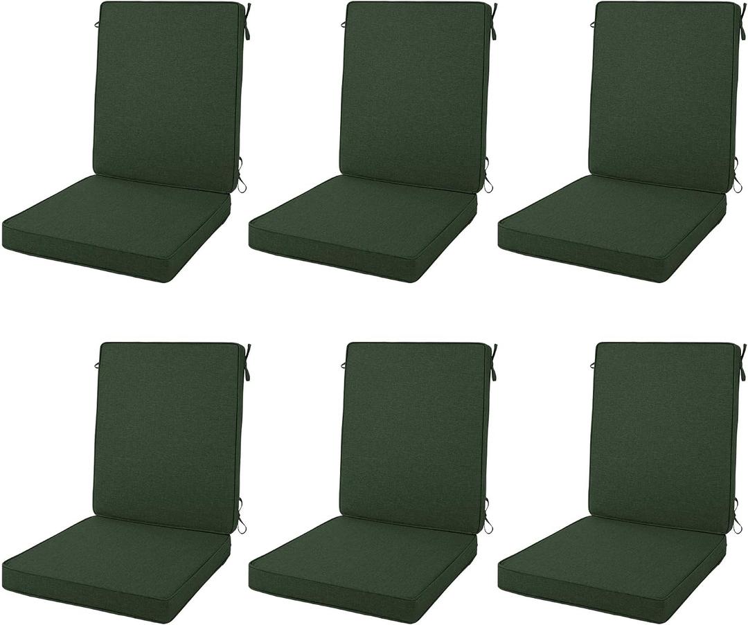 Outdoor Chair Cushions 20x20 Inch, Set of 6, Olive Green, 20" x 20" 6 Pack