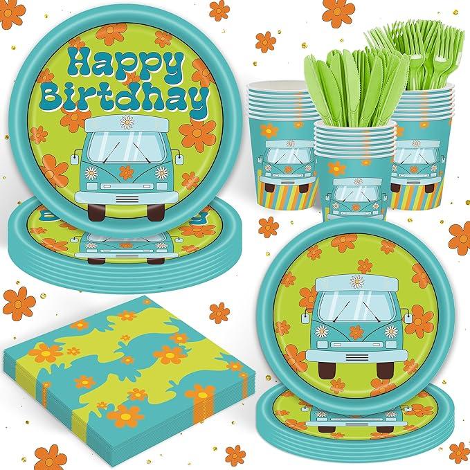 120 PCS Cartoon Dog Party Set Includes Plates Napkins Perfect for Puppy Celebrations Fall Baby Showers Dog Lovers 20 Guests