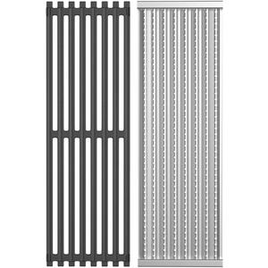 17'' x 6" Emitter Plate and Cooking Grid Grate Replacement Parts for Charbroil 2015 and newer TRUInfrared CharBroil Commercial, Signature, Professional Series Gas Grills, Charbroil 3297527R04, Cast Iron