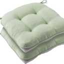 Battilo Chair Cushions Set of 2 for Dining Chairs, Seat Cushions for Kitchen Chairs with Non-Slip Backing, Indoor/Outdoor Waterproof Chair Seat Pads with Ties, 15.5"x15.5"x4", Sage Green