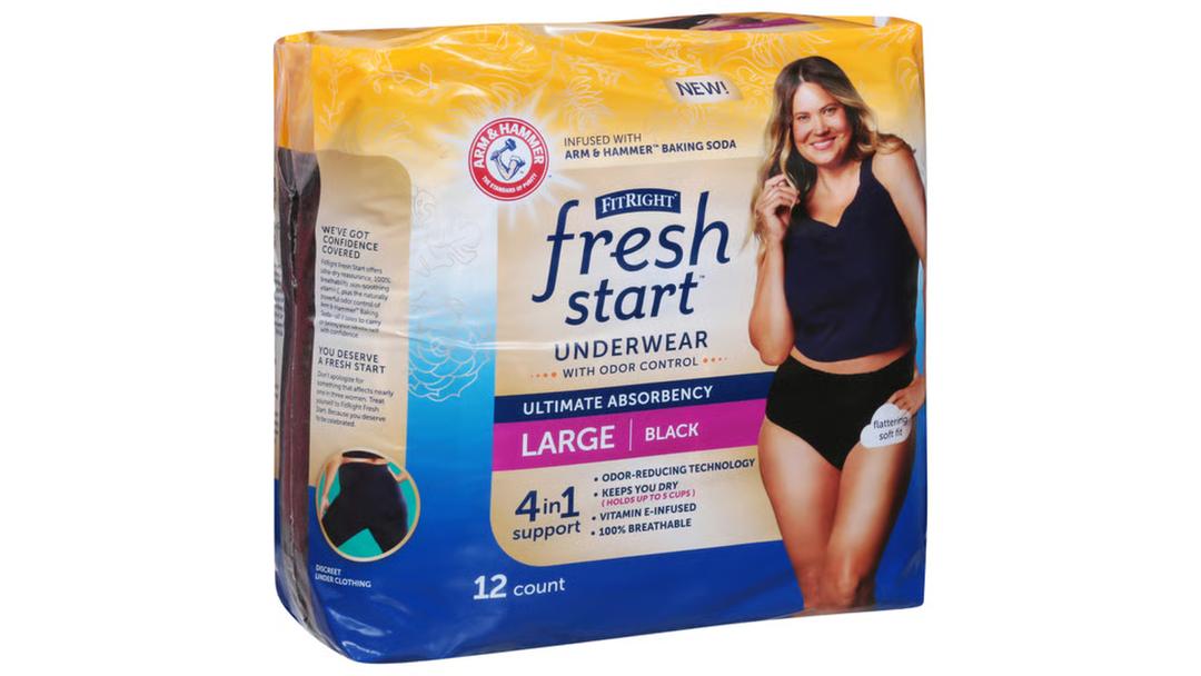 Arm & Hammer FitRight Fresh Start Ultimate Absorbency Large Black Incontinence Underwear (12 ct) Arm & Hammer FitRight Fresh Start Ultimate Absorbency Large Black Incontinence Underwear (12 ct)