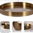 Kate and Laurel Samana Modern Glam Round Metal Tray; 17 Inch Diameter; Antique Brass; Circular Polished Decorative Tray with Hammered Surface and Minimalist Handles, 17", Gold