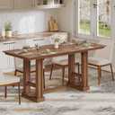 DWVO Farmhouse Dining Table for 6-8 People, 70" Long Kitchen Tables with Wooden Sturdy Legs, Large Rectangular Dinner Table for Kitchen, Dining Room, Living Room, Dark Walnut, 70 inches x 29.9 inches x 31.4 inches