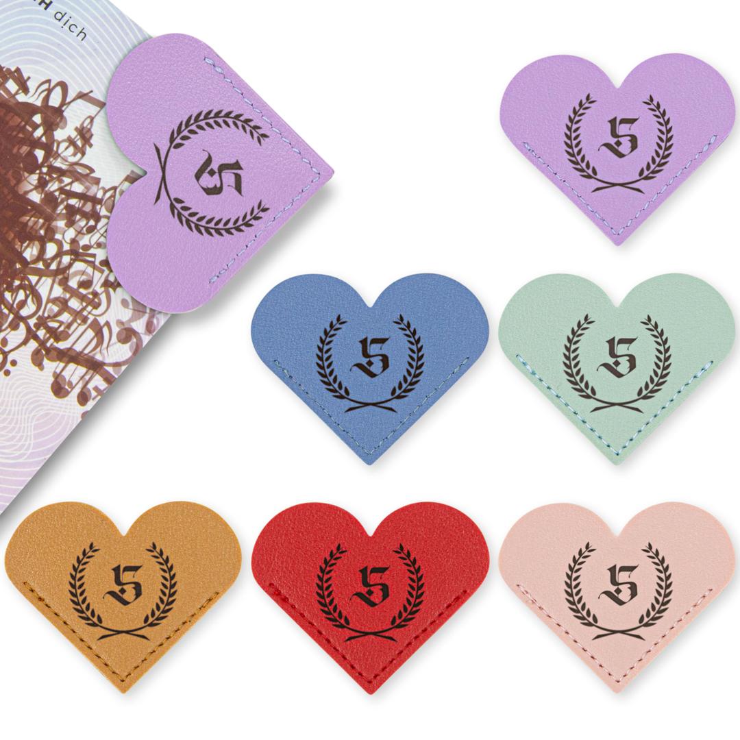 Set of 6 Personalized Leather Heart Bookmarks for Women and Girls, Custom Corner Page Accessories, Cute Handmade Reading Gifts, Aesthetic Leather Bookmarks for Book Lovers, Valentine’s Day (P)