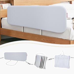 Q-MIULIKE Baby Bed Rail for Toddlers Portable Foldable Travel Toddler Bed Rails Easy to Install 27 Height Adjustable Suitable for Full King Queen Twin Bed Sizes (Grey 31.5 Inch, 1 Piece)