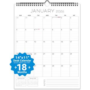 3 x 2026 Wall Calendar  18-Month Planner from January 2026 to June 2027, Stylish Monthly Planner for Home & Office Use (11"W x 14"H)