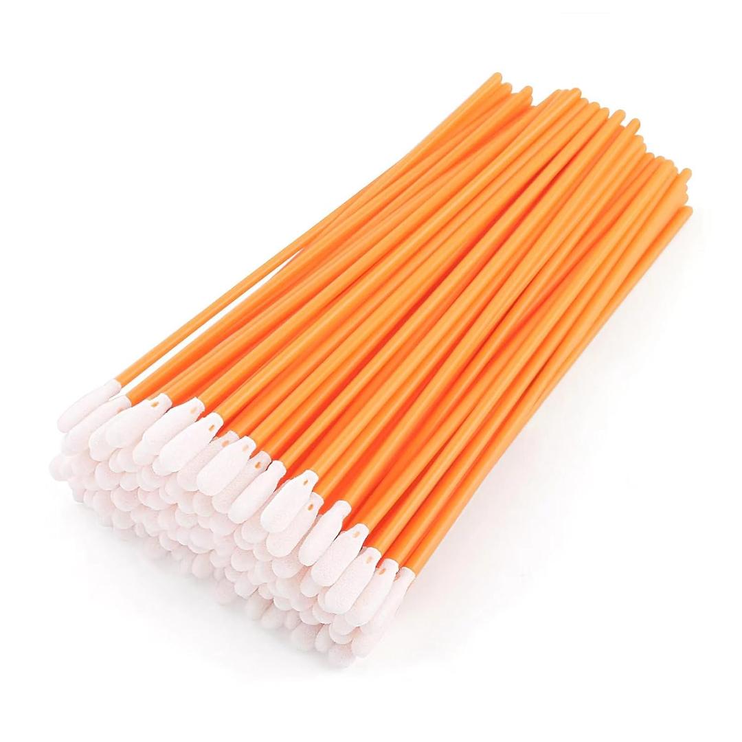 AAwipes Foam Swabs 6.3" (100 pcs, Round Head, Orange) Long Cleanroom Foam Cleaning Swab Sponge Stick for Inkjet Printer, Optical Instruments, Electronics (C5160C)