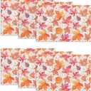 Softalker Fall Placemats Set of 6, 12 x 18 Inch, Printed Thanksgiving Maple Leaf Linen Table Mats, Seasonal Autumn Holiday Table Decorations for Kitchen, Dining, Party Decor
