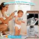 Baby Shower Stand with Anti-Slip Base & Anti-Pinch Silicone, Adjustable Foldable Baby Bath Support for Toddlers 6-36 Months, Portable Standing Helper with Shower Holder 