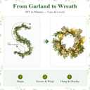 6ft Spring Garland Decorations, 2-in-1 SpringGarland-to-Wreath for Mantel, Fireplace with 18 Pastel Eggs, LED Lights and Storage Bag, Spring Decor for Front Door, Window, Table, Entryway