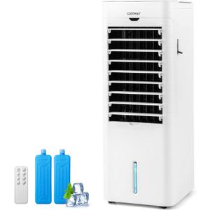 Evaporative Air Cooler and Heater, 3-in-1 Portable cooling fan with 3 Modes, 3 Speeds, 12-Hour Timer for Auto Off, 5.4L Water Tank, Control Panel, Swamp Cooler for Home Bedroom Office