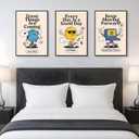 3Pcs Vivid Retro Wall Art Canvas Motivational Posters Aesthetic Prints Colorful Pictures Paintings Cool Cartoon Wall Decor Funky Inspirational Decoration for Home Bedroom Living Room Office Unframed