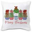 Nvotell Chinoiserie Christmas Tree Pillow Cover - Merry Christmas Red Blue and White 18x18, Red Coquette Bows Tree Room Decor