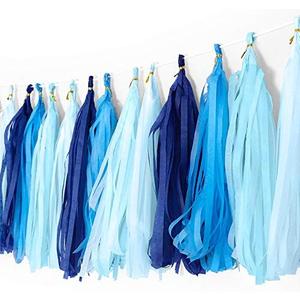 7 x 9.8in Blue Tissue Paper Tassel DIY Hanging paper decorations Party Garland Decor for Party Decorations Wedding,Festival,Baby Shower Decoration 20PCS25cm