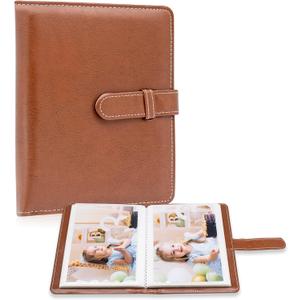 Photo Album 4x6 Photos - 68 Pockets Small Mini Capacity Premium Vegan Leather Cover Case, Portable Wallet Photo Book for Boys Girls Birthday Wedding (Brown)
