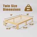 14 Inch High Bamboo Wood Twin Bed Frame Platform, Metal Slat Support Bed Frame Twin, No Box Spring Needed, Easy Assembly, Noise Free, Reinforced