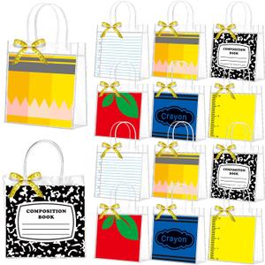 Tinlade 24 Pcs Clear Gift Bag, Teacher, Red and Yellow, 1 Count