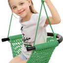 Hand-Knitting Toddler Swing, Swing Seat for Kids with Adjustable Ropes, Little tikes Swings Set, for Outdoor Indoor, Playground, Backyard (Green)