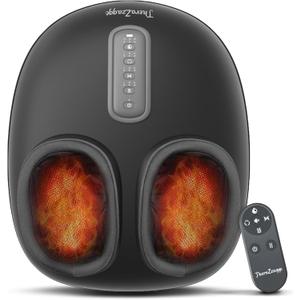 Foot Massager with Heat, Compression, Shiatsu Foot Massager Machine with Remote, Auto-Off Timers, Foot Warmer for Home Office, Up to Size 14,Black