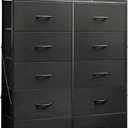 WLIVE Tall Dresser for Bedroom with 13 Drawers, Storage Dresser Organizer Unit, Fabric Dressers for Bedroom, Closet, Chest of Drawers with Fabric Bins, Steel Frame, Wood Top, Charcoal Black