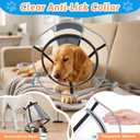 Extended Dog Cone to Stop Licking, Adjustable Depth, Transparent Recovery Collar for Large Medium Dogs, Soft E-Collar After Surgery Neuter with Reflective Strip for Night Visibility  (Black, L)