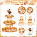 2 x 3 Tiers Thanksgiving Cupcake Stand Friendsgiving Decorations, Thanksgiving Day Turkey Maple Leaf Cardboard Cake Dessert Holder Tower Cookie Trays Decorations for Fall Decor Birthday Party Supplies