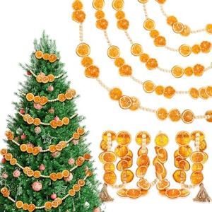 Knitgrip 8ft Christmas Dried Orange Slices Garland Wooden Bead Christmas Tree Garland Orange Xmas Ornament Rustic Bead Farmhouse Craft Gifts for Xmas Fireplace Wall Window Decor