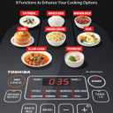 TOSHIBA Rice Cooker Small 3-Cup Uncooked LCD Display with 8 Cooking Functions: Rice, Oatmeal, Mixed Grains and More, NonStick Inner Pot, Grey