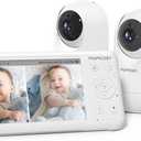 Momcozy Baby Monitor with 2 Cameras 5 1080P Split Screen Video Baby Monitor with Camera and Audio no WiFi for Baby Safety 5000mAh Battery Infrared Night Vision 2-Way Audio 960ft Range Ideal Gift