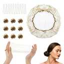 20Pcs Hair Net,Invisible 39cm Hair Bun Maker,Elastic Mesh Hairs Nets for Buns 20 U-Shaped Pins Ballet Hairs Accessories for Women Ballet Buns Dance (Brown)