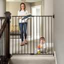 Regalo Safety 36" Extra Tall Baby Gate for Stairs & Doorways, Walk-Through Stair Gate with Door, Hardware Mounted Gate for Babies, Toddlers & Pets, Fits 24"–40.5" Openings, Black