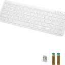 Wireless Bluetooth Keyboard, Universal Multi-Device Keyboard with Number Pad and Media Hotkeys, USB + Dual BT Connection, Ergonomic Design Slim for Windows Computer/Laptop/Tablet (White)