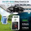 Solar Ceiling Fan Waterproof, 20'' Outdoor Ceiling Fan with Light & Battery, Solar Powered Fans Metal Caged Design for Gazebo, Patios, Pergola, Porch