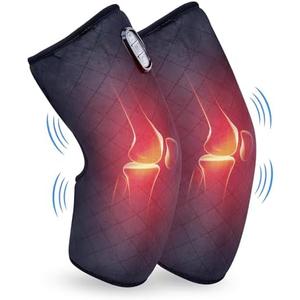 COMFIER Heated Knee Massager Heating Pad for Knee Pain Relief,FSA or HSA Eligible, Heat Knees Warmers Wrap with Massage and Vibration-Gray