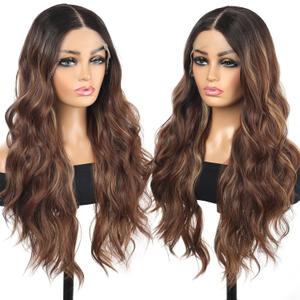 Lace Front Wig Balayage Pre Plucked Ombre Brown Highlight 13x4x1 Wigs for Women Ready to Wear HD Glueless Natural Long Wavy Wig for Women Middle Part Soft as Human Hair