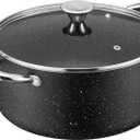 BEZIA 6 Quart Nonstick Cooking Pot with Lid, Induction and Oven Safe, Perfect for Stews, Soups and All Stovetops