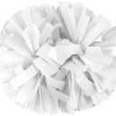 Lovecheer 2PCS Plastic Cheerleading Pom Poms with Baton Handle Cheer Pomoms for Kids Adults Cheering Sports Team Spirit Party (White)