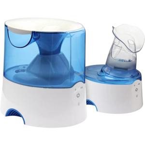 Crane Steam Inhaler & Warm Mist Humidifier, 0.5 Gallon, Humidifier FSA Eligible, Blue & White, Ideal Humidifiers for Bedroom, Sinus Inhaler, Vaporizer HSA, Vaporizer For Congestion