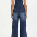 Women's Denim Overalls Loose Fit Baggy Overalls Wide Leg Barrel Jean with Pockets Adjustable Straps (Blue, XL)