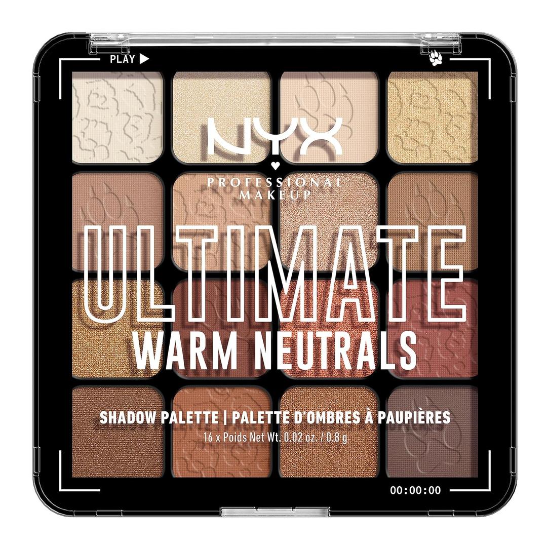NYX PROFESSIONAL MAKEUP, Ultimate Shadow Palette, Eyeshadow Palette - Warm Neutrals (1 Ounce (Pack of 1)