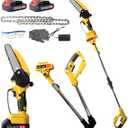 Cordless Pole Saw Electric Tree Trimmer, 2-in-1 Polesaw & Mini Chainsaw with Extension, Includes 2x21V Batteries & Complete Kit for Pruning & Limbing
