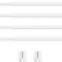 Jetec 4 Pieces Extendable Curtain Rod Cupboard Bars Tensions Adjustable Plastic Curtain Rod with 10 Pieces Self Adhesive Hooks for Home Bathroom Hotel Supply(23.6 to 37.4 Inch,White)