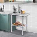 Hally Stainless Steel Table for Prep & Work 24 x 30 Inches, NSF Commercial Heavy Duty Table with Undershelf and Galvanized Legs for Restaurant, Home and Hotel
