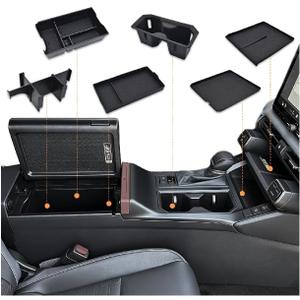 GZSH 6PCS for Toyota RAV4 2026 Accessories (LE/SE/XLE/Woodland/XSE) 3 PCS Center Console Organizer Sets Wireless Charging Mat Front Center Console Mat and Cup Holder Insert for Toyota RAV4 2026+