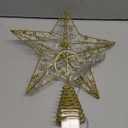 Christmas Tree Topper 10" Golden Glittered Star Tree Topper with 30 LED Lights Xmas Tree Topper Star for Xmas Decorations Ornaments Holiday Party Indoor Decor